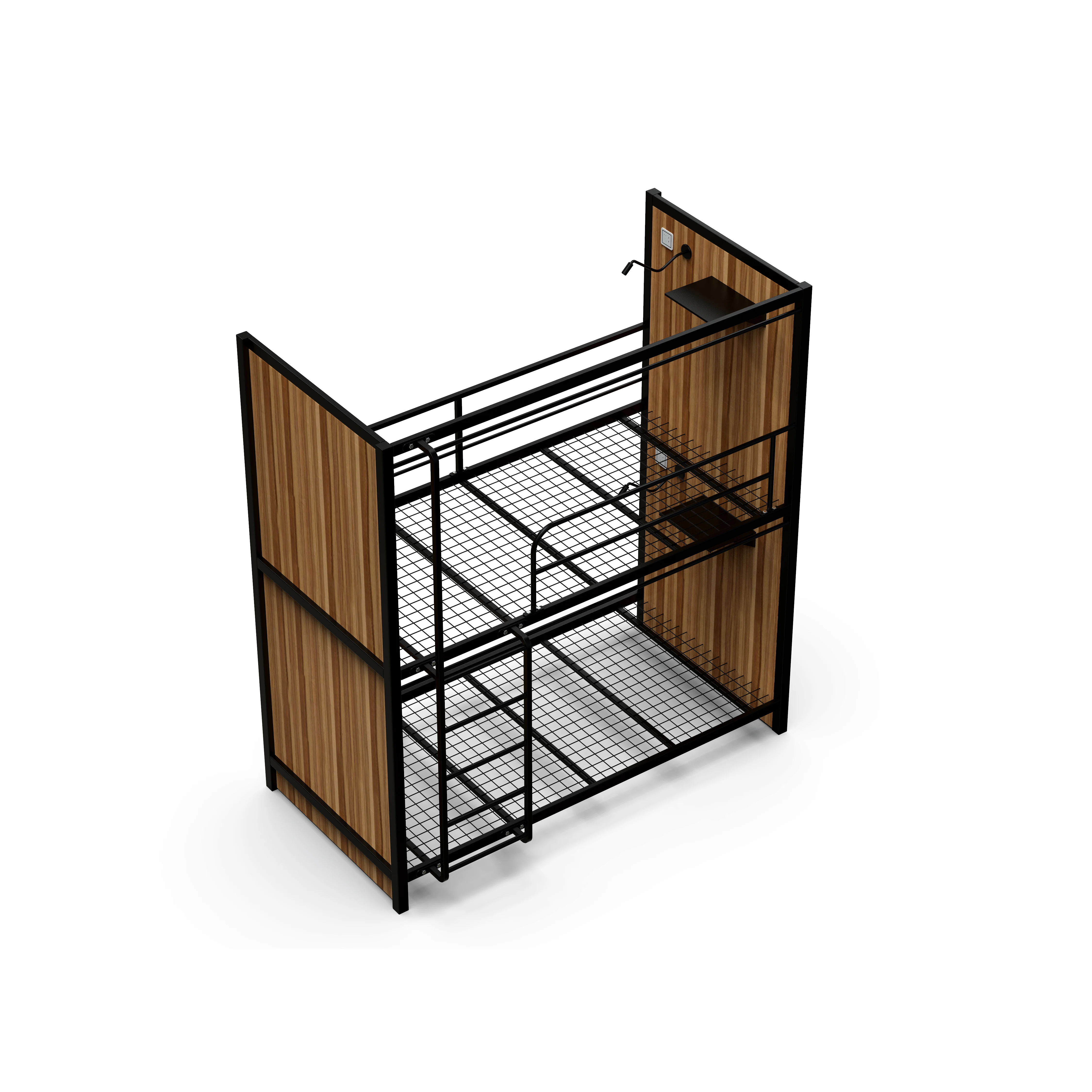 Modern design metal hostel and hotel bedroom dormitory double loft bunk bed for youth hotel hostel