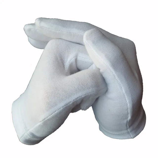 
White Large Cloth Dry Hands Cleaning Coins Jewelry Costume Moisturizing Cotton Gloves for Men and Women 