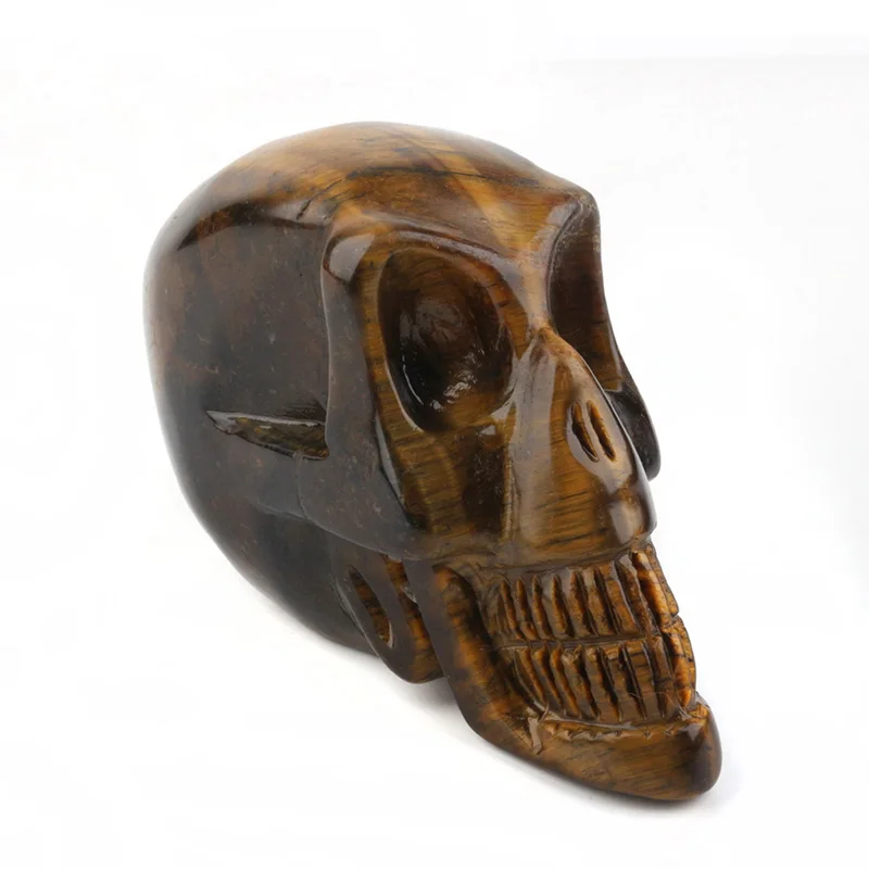 
Natural tigereye crystal carved skulls for gift 