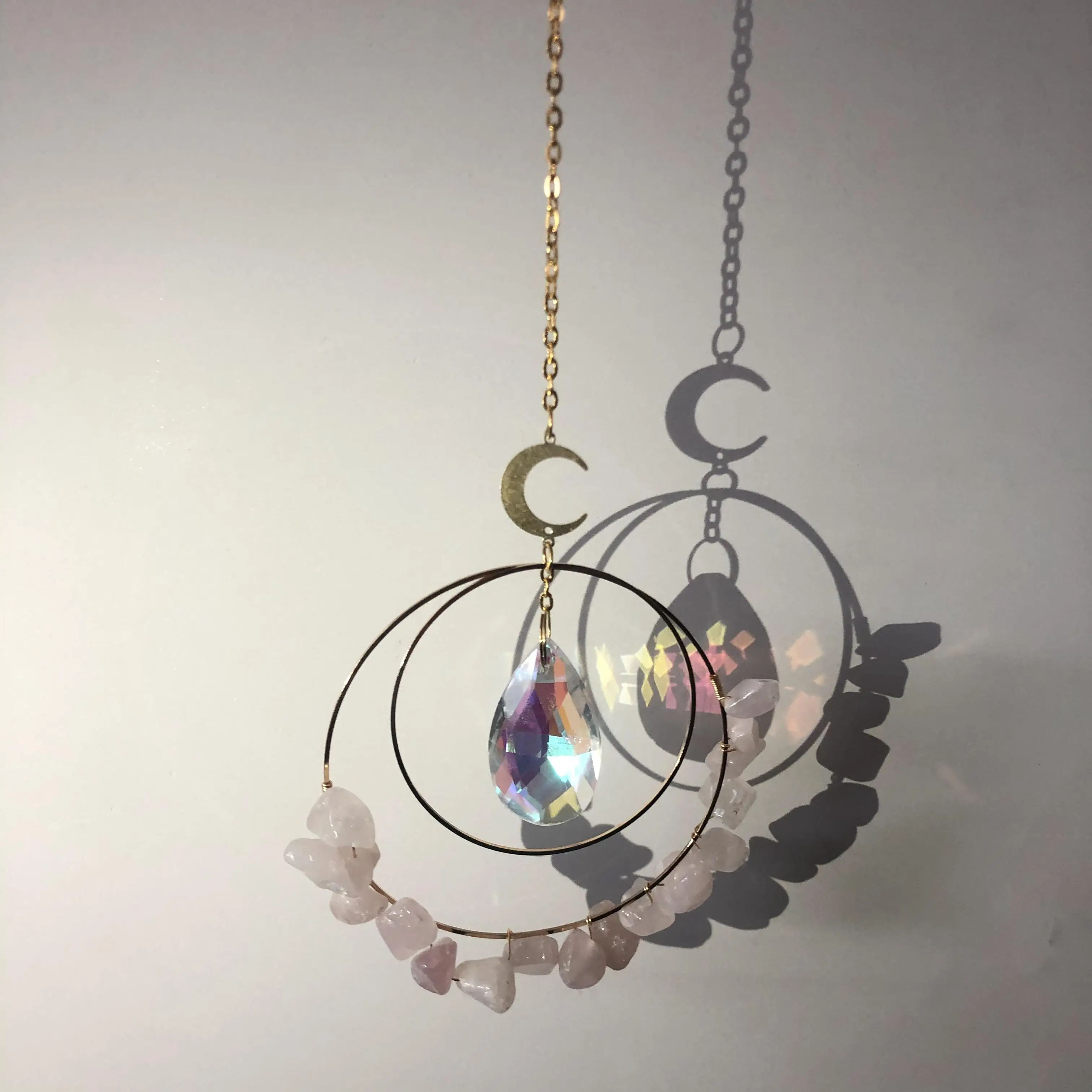 Dropshipping Natural Gemstone crystal Sun Catcher Spiritual crystal moon suncatche
