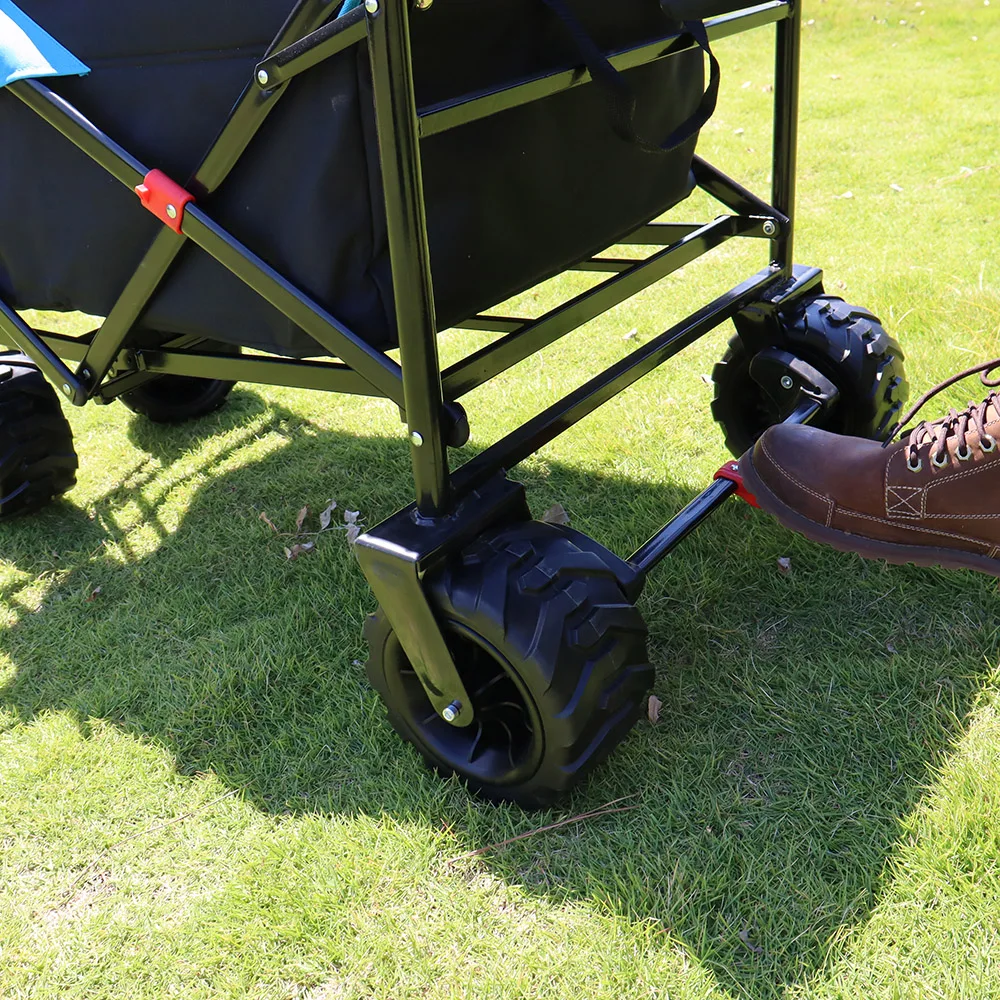 Folding Wagon Double Decker Portable Lightweight Utility Cart Rolling Cart All Terrain Beach Wagon