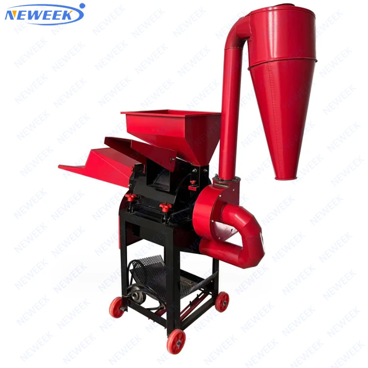NEWEEK High Moisture Fresh Grass Stalk Pulper Maize Grain Hammer Mill Chaff Cutter Crusher Machine With Cyclone