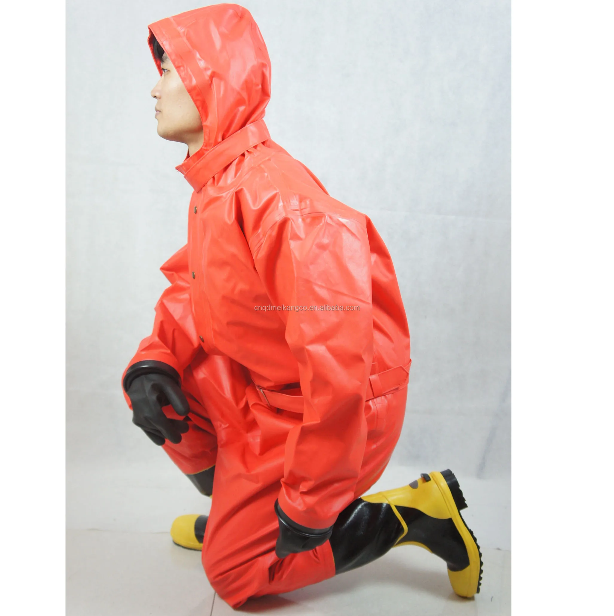 double PVC coated liquid Chemical protective clothing fireman firefighting suit turnout gear anti-acid alkali