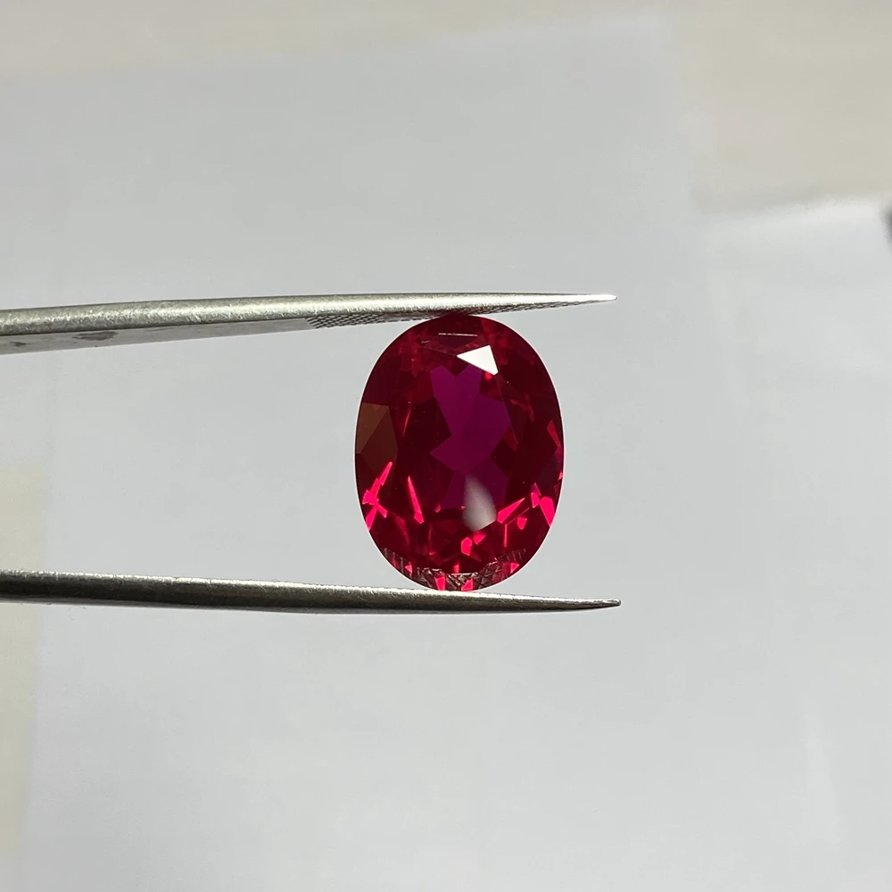 Wuzhou 6A Quality Oval Cut Synthetic Ruby Corundum Gemstone Dark Red Ruby