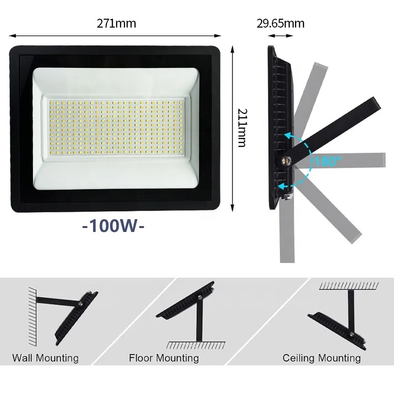 Vertak New Stadium Basketball Court Dial code CCT LED Floodlight 10W-200W Spotlight with IP65 Rating and Reflector