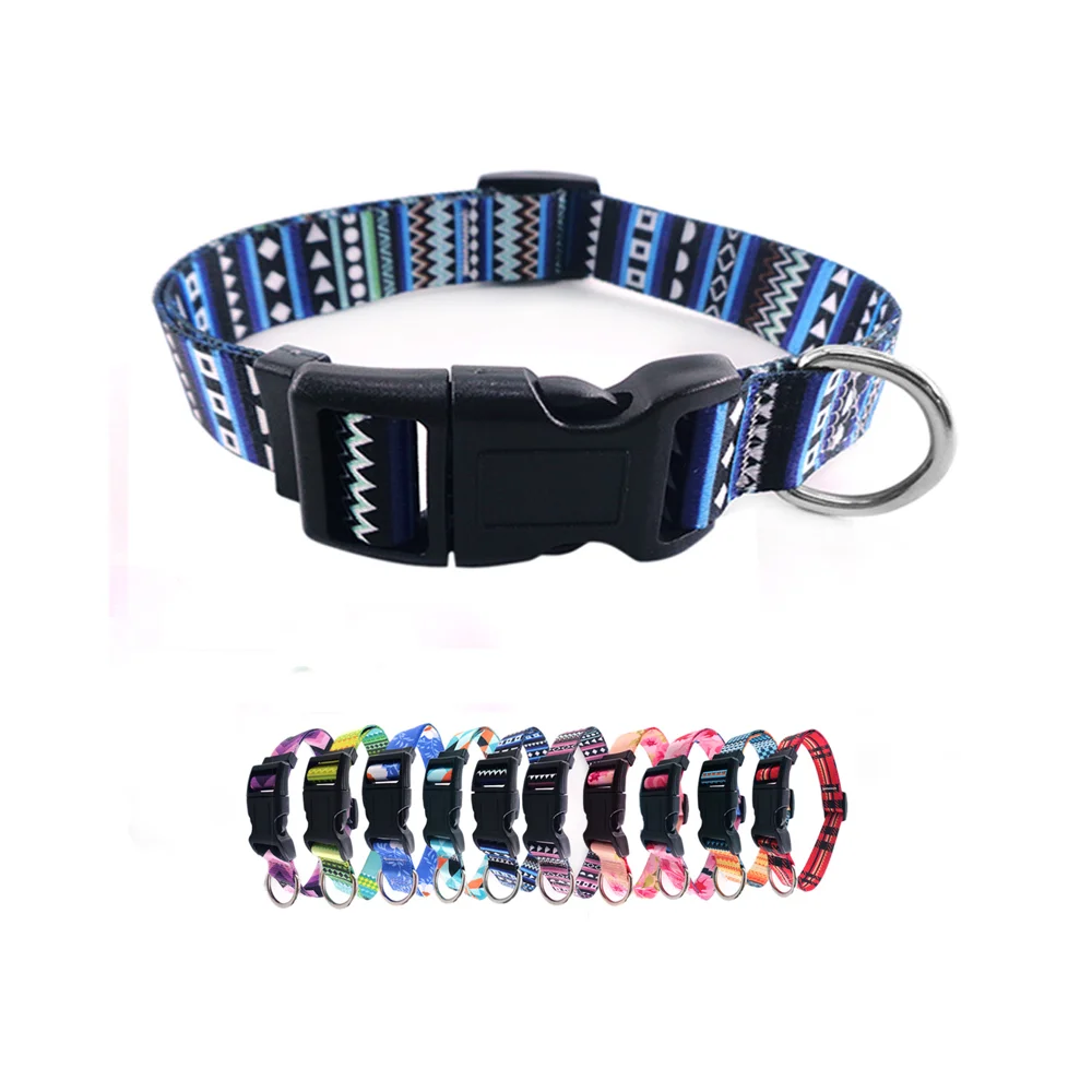 Hot-selling high-quality durable and comfortable polyester small and medium-sized pets Bohemian style pet traction collar