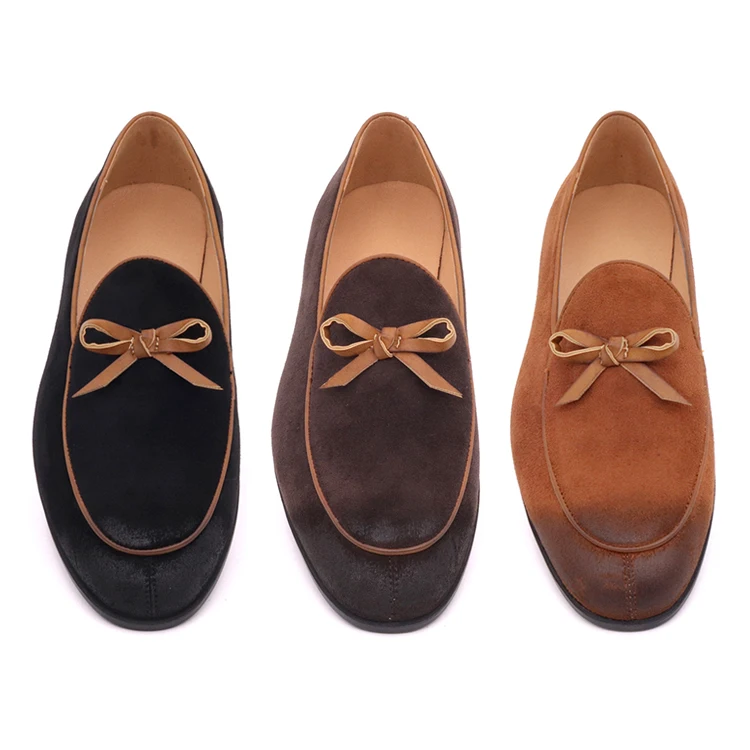 Chinese shoe factory 100% handmade leather shoes Italian style suede men loafer shoes
