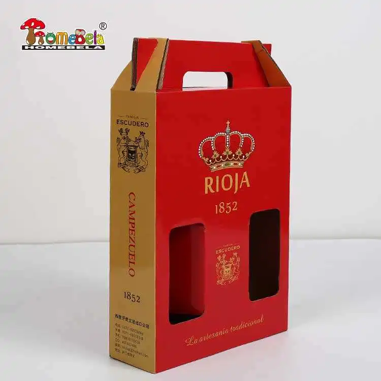 Custom Logo Corrugated Cardboard Packaging Sturdy Juice Wine Bottle Paper Box