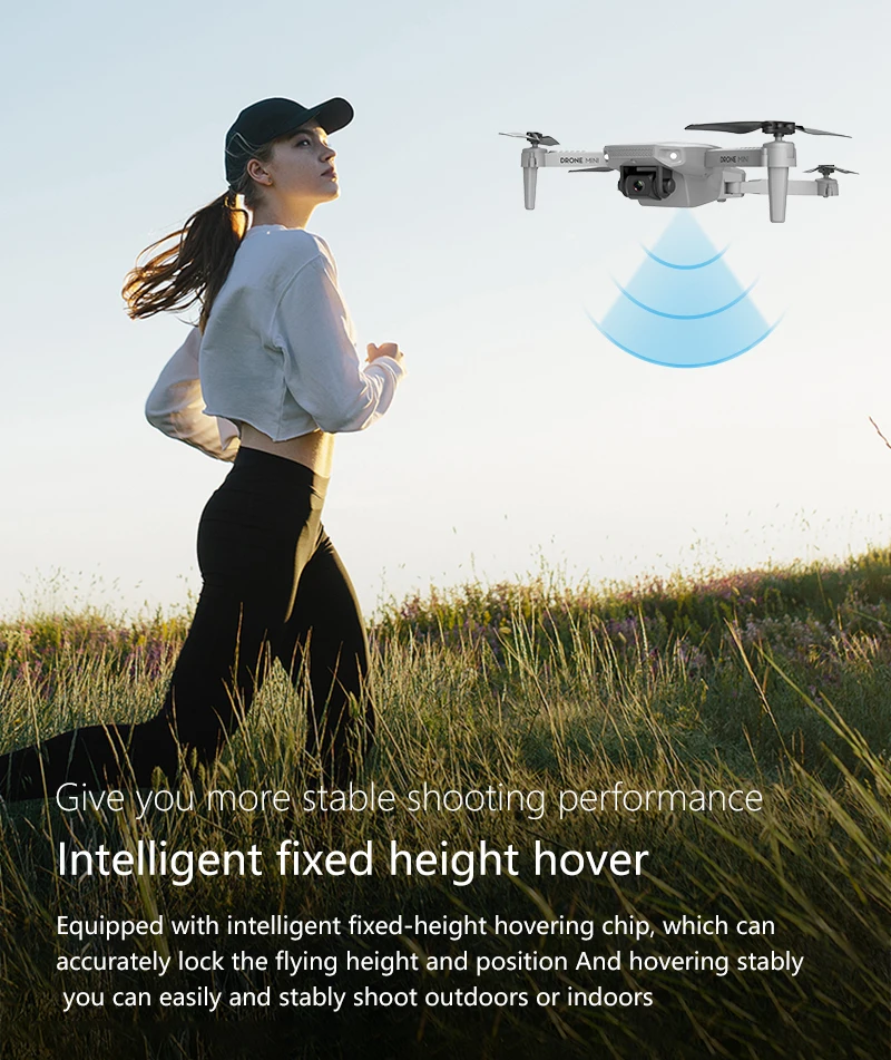 Leesafe HD Mini Drone E88 Intelligent Control 4K HD WiFi Camera Wide-Angle Foldable FPV Dron GPS Mini Drone With Dual Camera