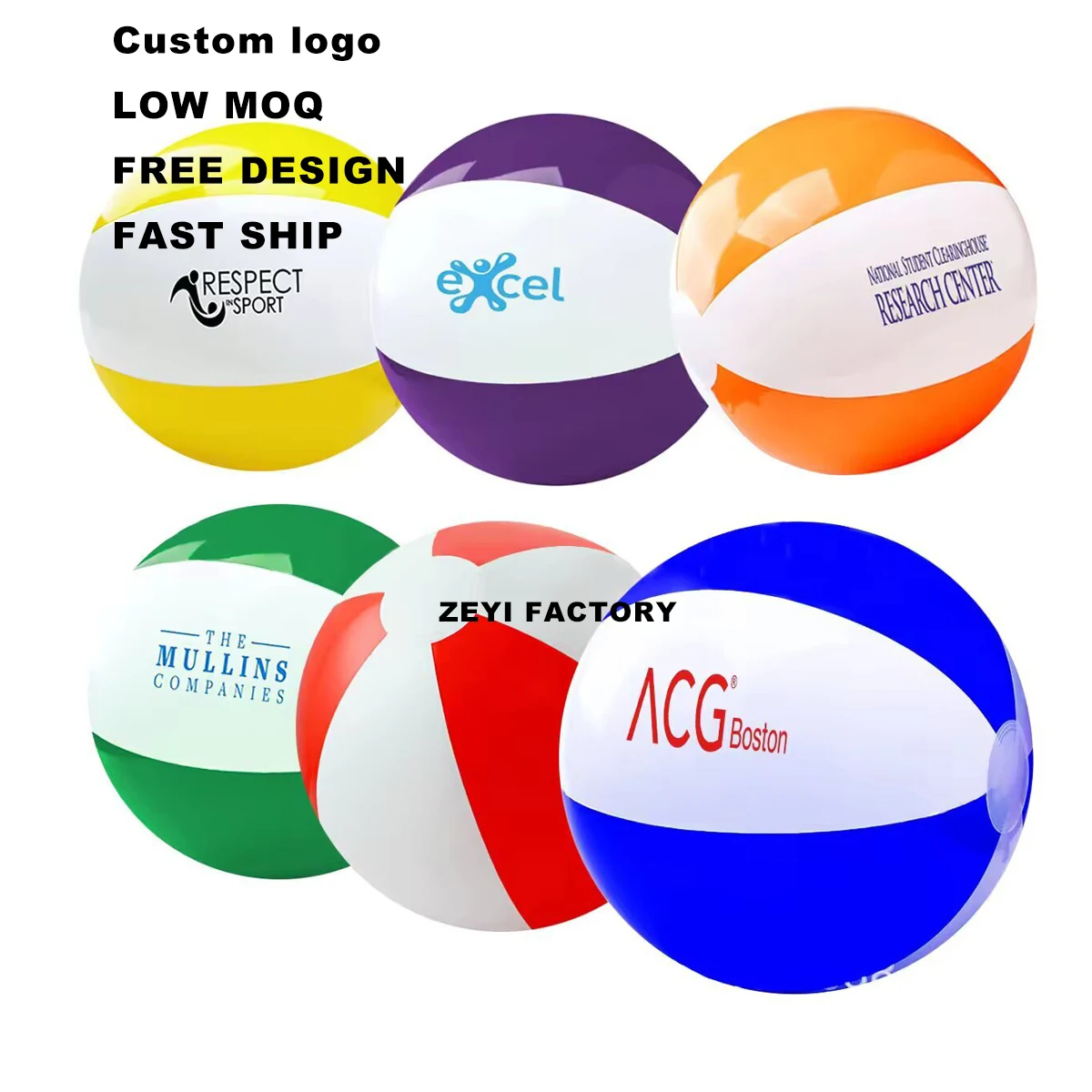 Custom Size Beach Ball Aerate Various Size Color Inflatable PVC Beach Ball Custom Logo Colorful Brand For Promotional Gift