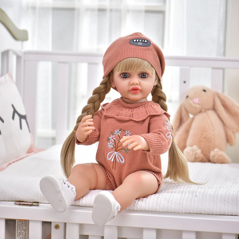 New 55cm soft vinyl doll silicone doll baby doll toy conversation function kids toys for play With Fashion Clothes Accessories