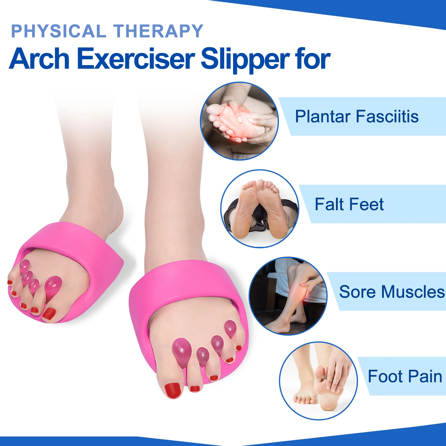 Toe Separator Shoes,Arch Support for Plantar Fasciitis and Flat Feet Calf Strengthener, Arch Exerciser Slipper for Foot Pain