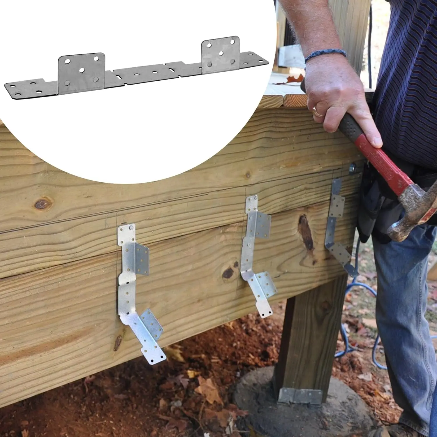 Galvanized 18-Gauge Adjustable Stringer Connector Interchangeable Concealed Stringer Hanger