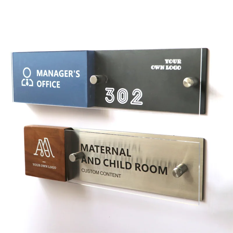 Ezd producers Customized office door name plaque acrylic wood sign wall mounted signage for office the company