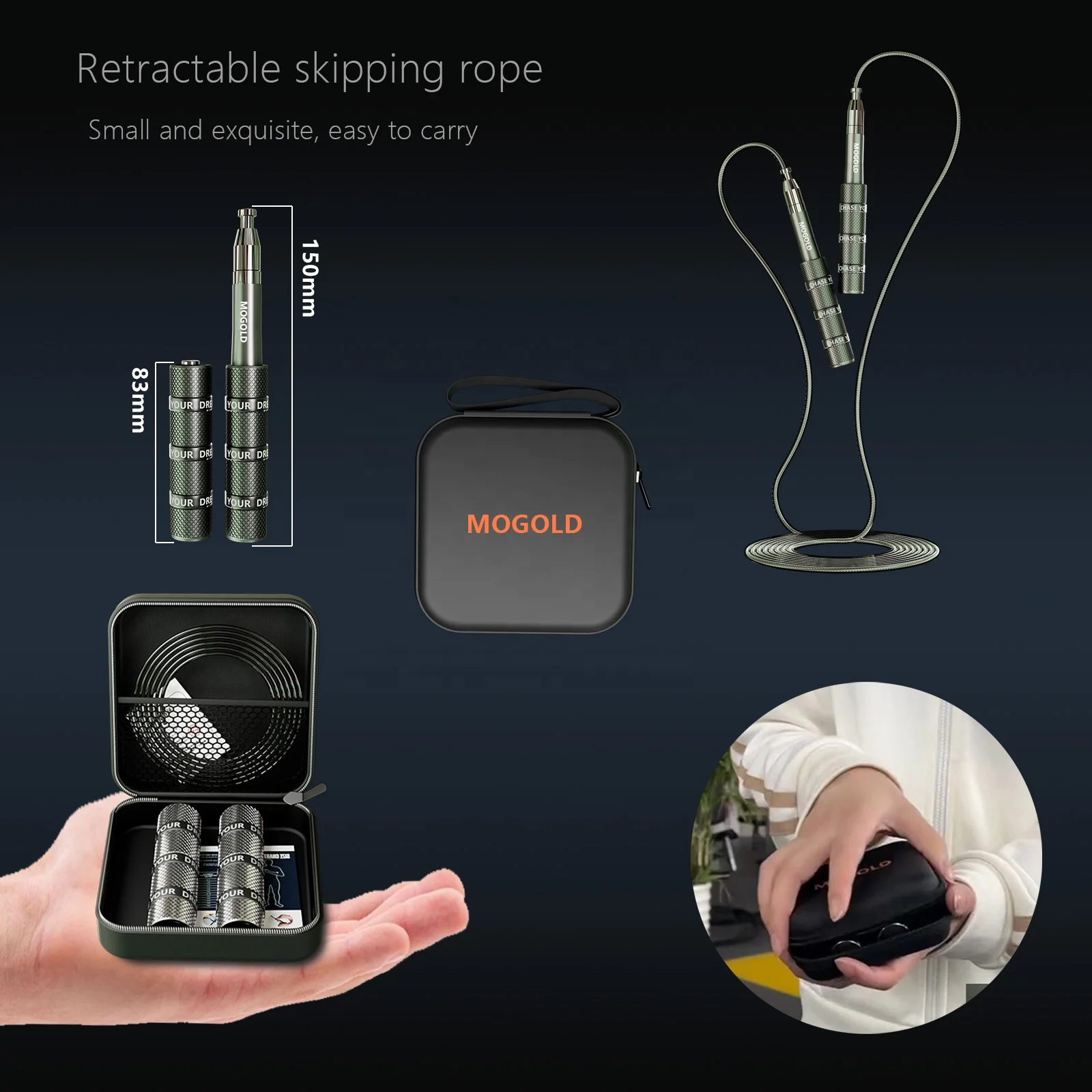 Palmtop Retractable Aluminum Speed Jump Rope with Ball Bearings Lightweight Skipping Rope for Crossfitt Rapid Speed Cardio