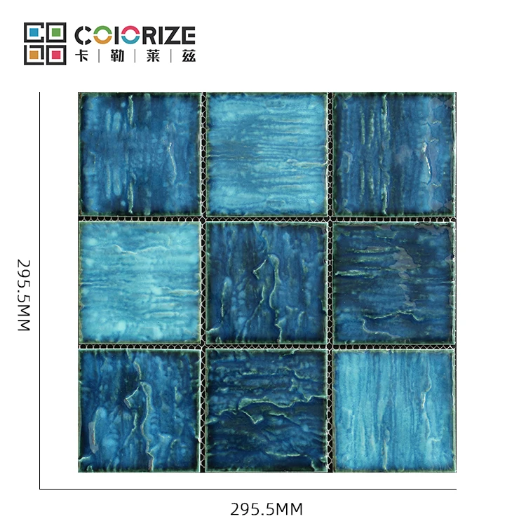 Colorize China manufacturing Mix blue Glazed ceramic swimming pool mosaic tile glossy glazed tile