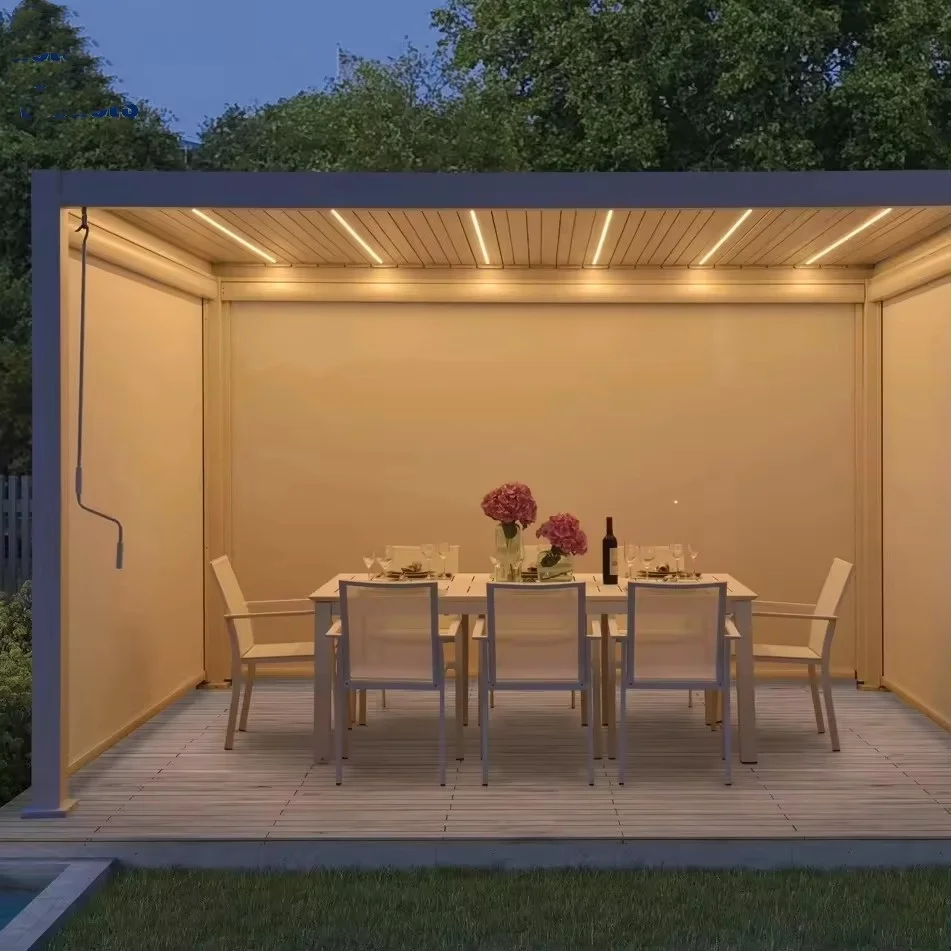 Durable Romantic Party Outdoor Sunshading Weatherproof Waterproof Aluminum Pergola