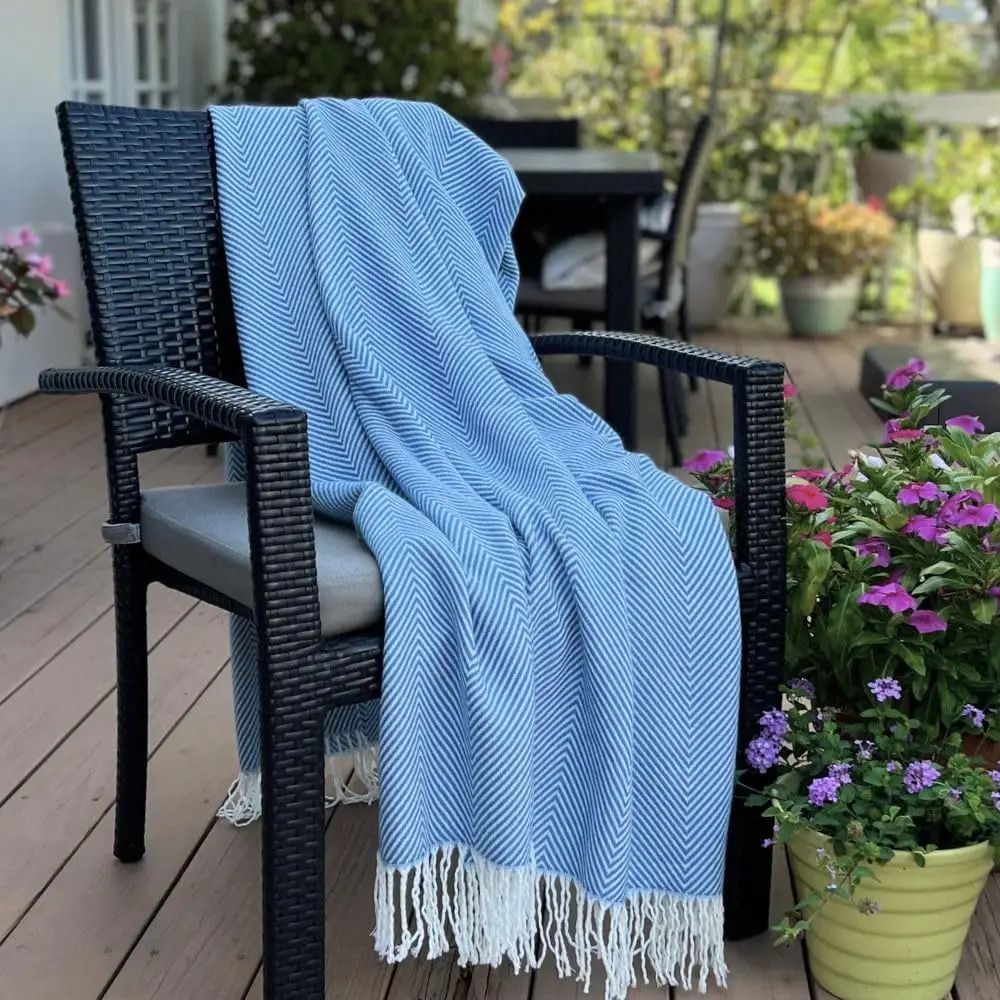 100% Baby Alpaca Wool Lightweight Herringbone Weave Throw Blanket Softer and Warmer than Wool Gentle on Skin Throw Blanket