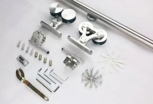 Isure Top mounted stainless steel double head hollow roller sliding barn door hardware