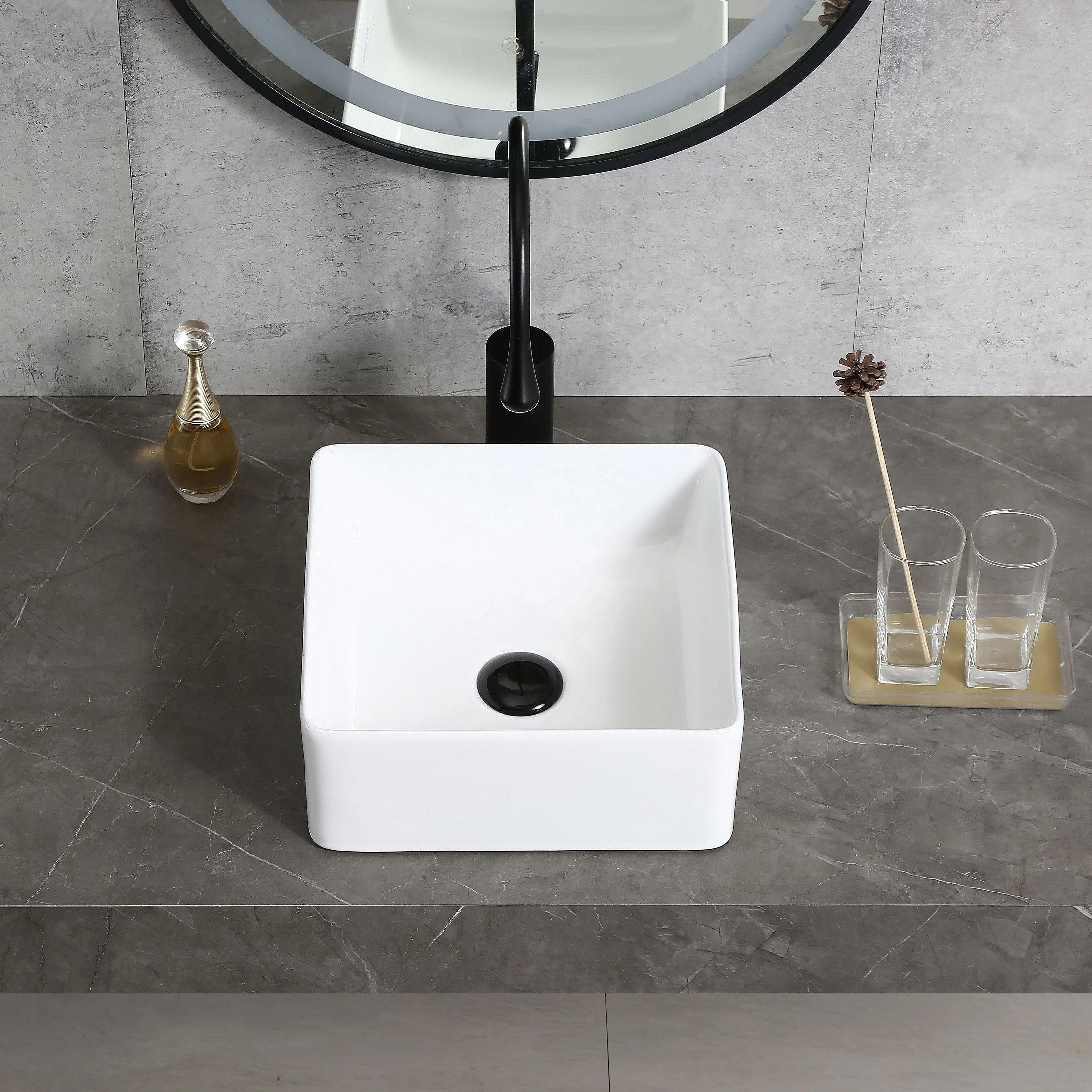 Factory Direct Sale Household White Bathroom Vanities Art Basin Laboratory Porcelain Basins Thin Edge Bathroom Ceramic Sinks