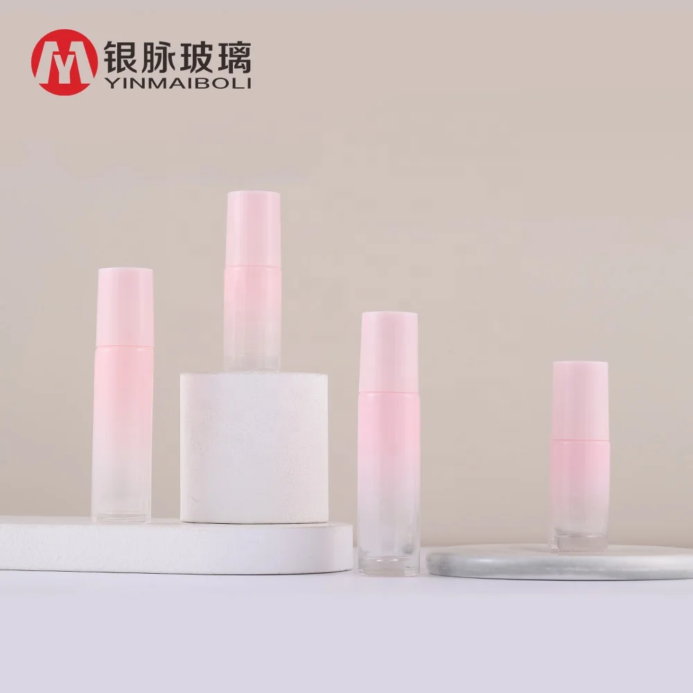 5ml 10ml Gradient Pink Glass Gemstone Rollerball Perfume Roll on Essential Oil Roller Bottle