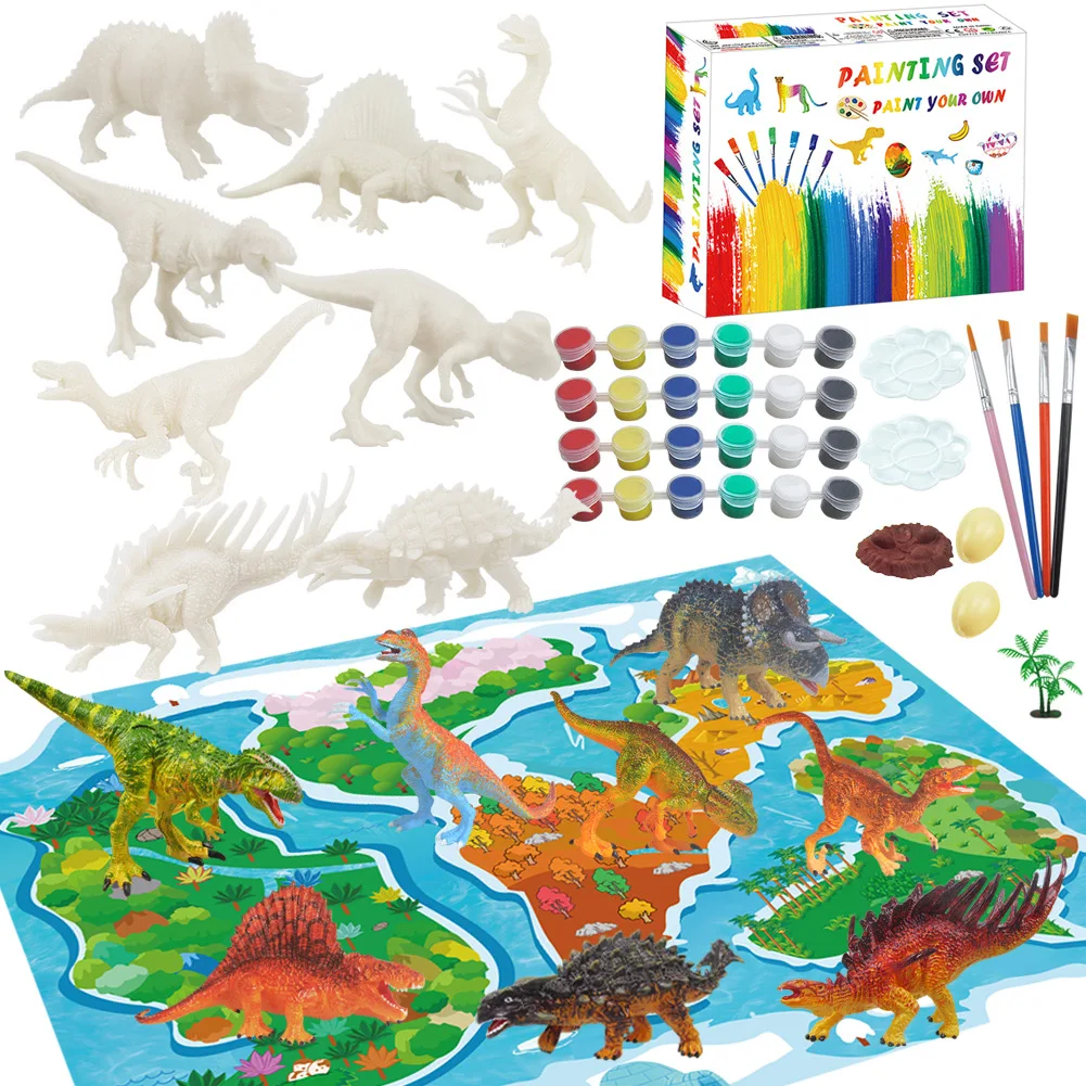 Syh1289 Dinosaur World Play Mat DIY Coloring Animal Dinosaur Painting Model Toys Set Kids Education DIY Hand Arts Doodles Toys