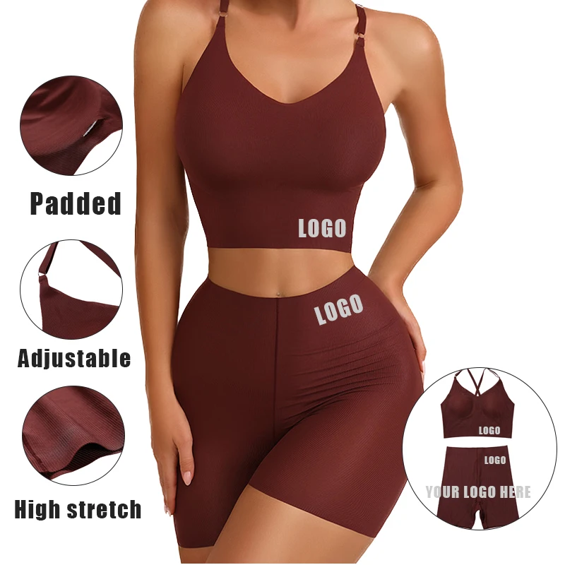 Sharicca Sports Removable Padded Bra And Panty Set Workout Womens Underwear Custom Logo Bra And Shorts Sets