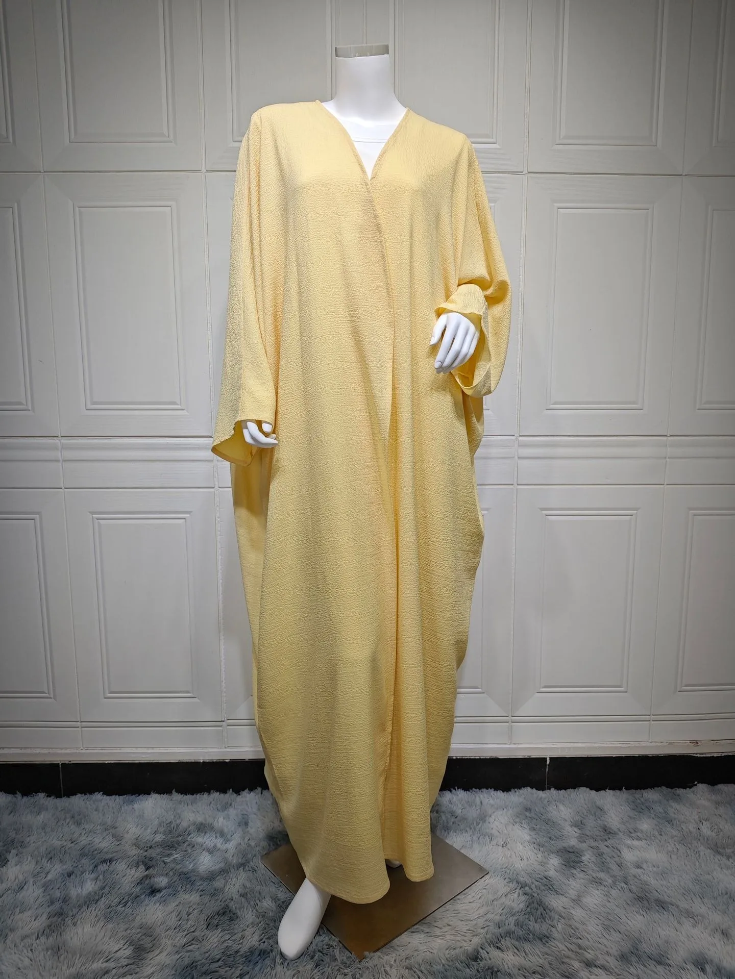 Middle east dubai muslim women islamic clothes solid color bat sleeve kaftan dress cardigan abaya