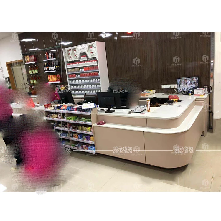 Meicheng Pink Checkout Counter Modern Reception Counter Desk Design Beauty Shop Marble White Salon Desk Front Desk Reception