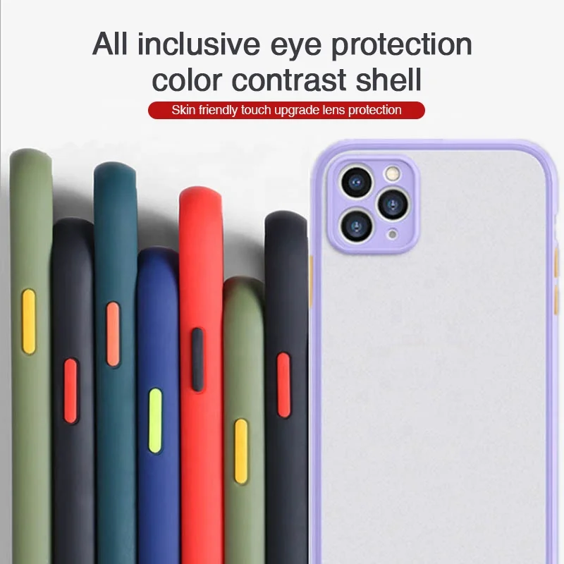 Shockproof Armor Matte Case For iPhone 13 Pro Max Bumper Clear Phone Case For iPhone 14 13 Pro Max Soft Silicon Matte Hard Cover