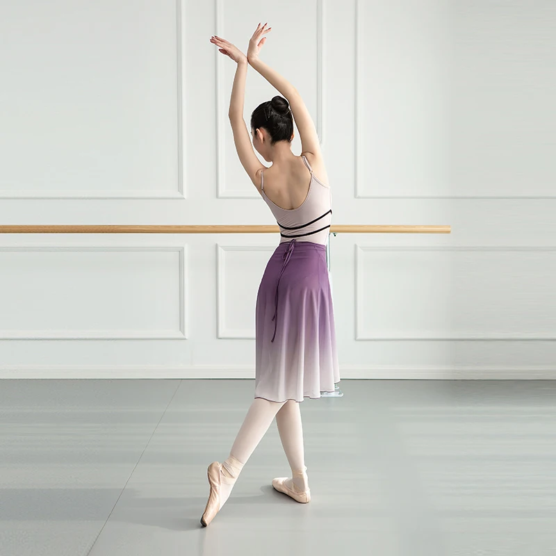 Wholesale Ballerina Training Midi Gradient Pink Wrap Chiffon Dance Skirt