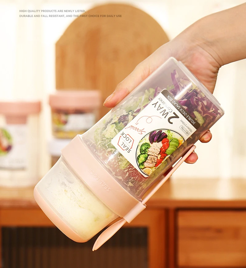 Portable Fruit and Vegetable Salad Cups Container with Fork Keep Fit Salad Meal Shaker Cup