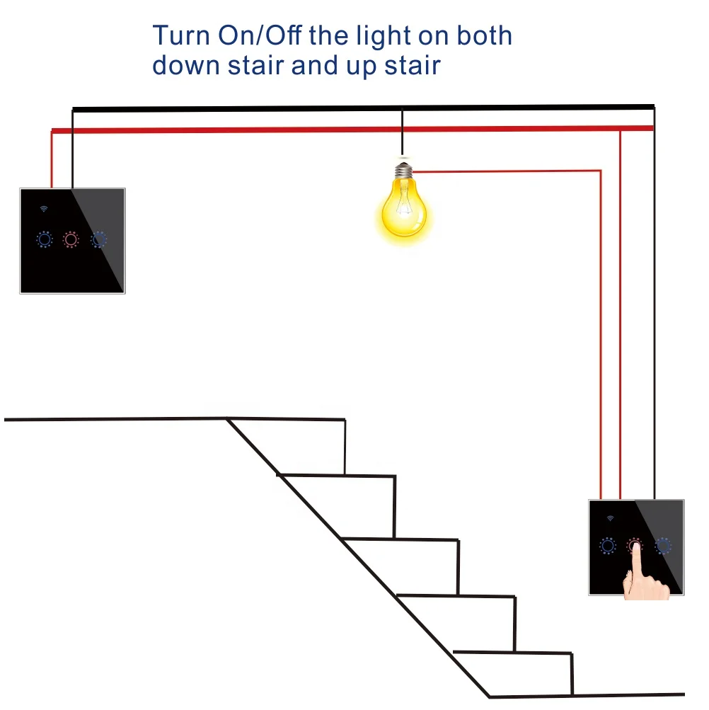 220V EU UK 1 Gang Remote Double Wall Light Switches Phone APP Touch Panel Tuya ewelink Dual Control 2 Way WiFi Smart Switch