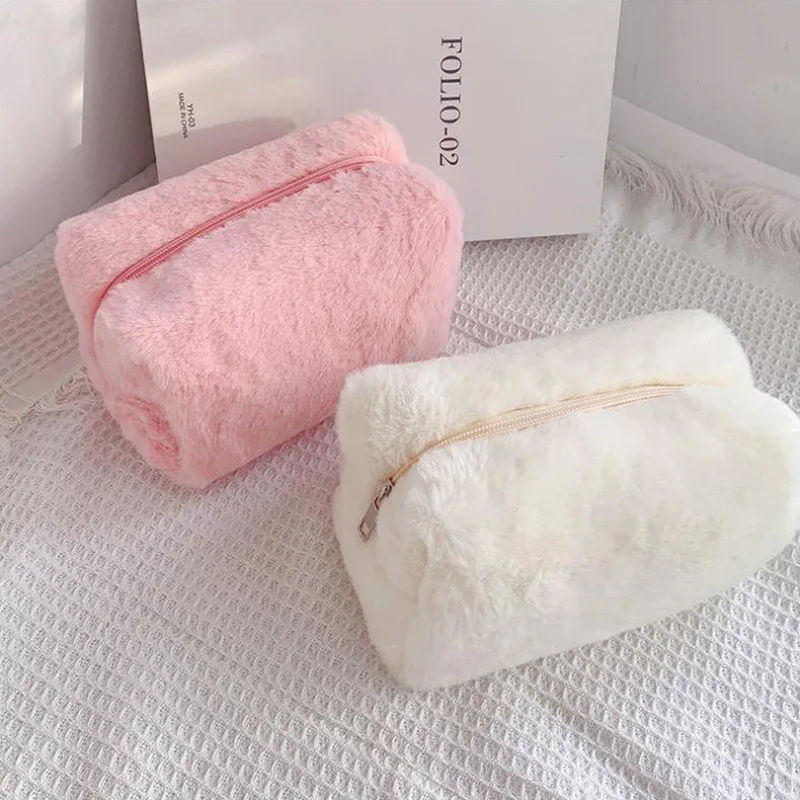 Hot Sale Cute Plush Soft Pencil Pouch Makeup Brush Case Cute Pencil bag Fluffy Small Cosmetic Bag