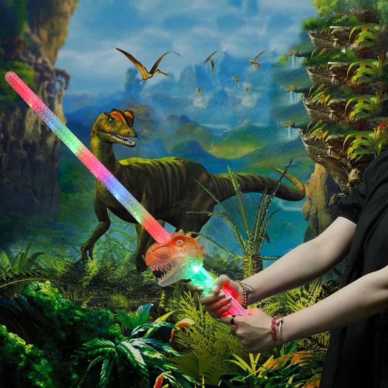 party supplies outdoor amusement park music Christmas led flashing toy cuddly toys glitter dinosaurs colorful glitter toy swords