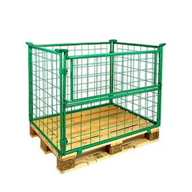 Customized powder coating warehouse stacking welded metal half door pallet converter cage for sale