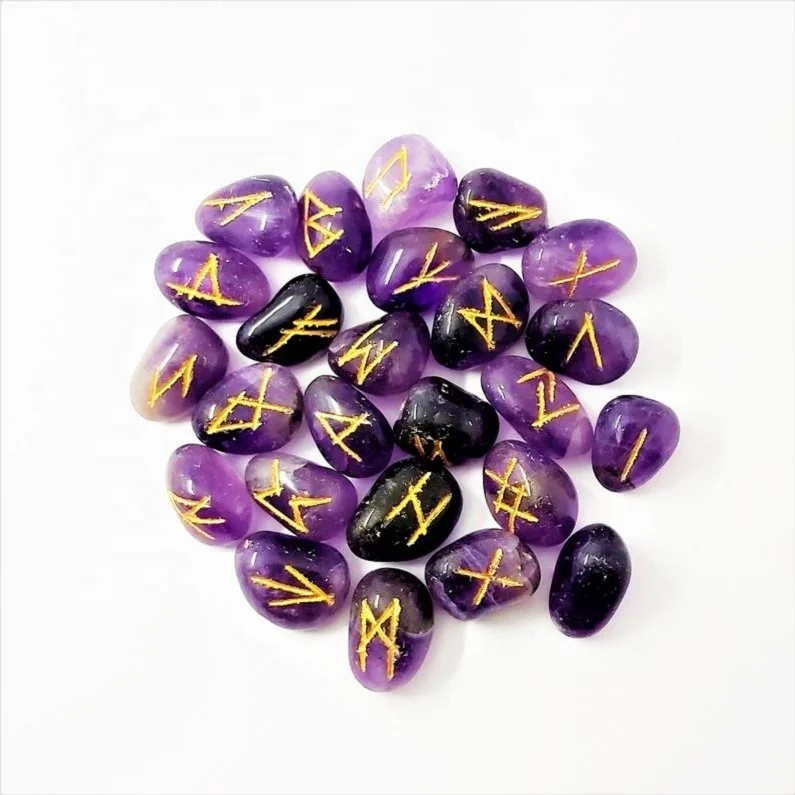 amethyst rune sets for sale gemstone engraved rune set manufacturer rune set with velvet pouch metaphysical crystal manufacturer