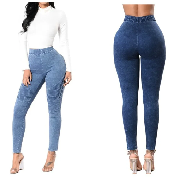 
KEYIDI OEM casual high waist elastic hip women wholesale jeans 