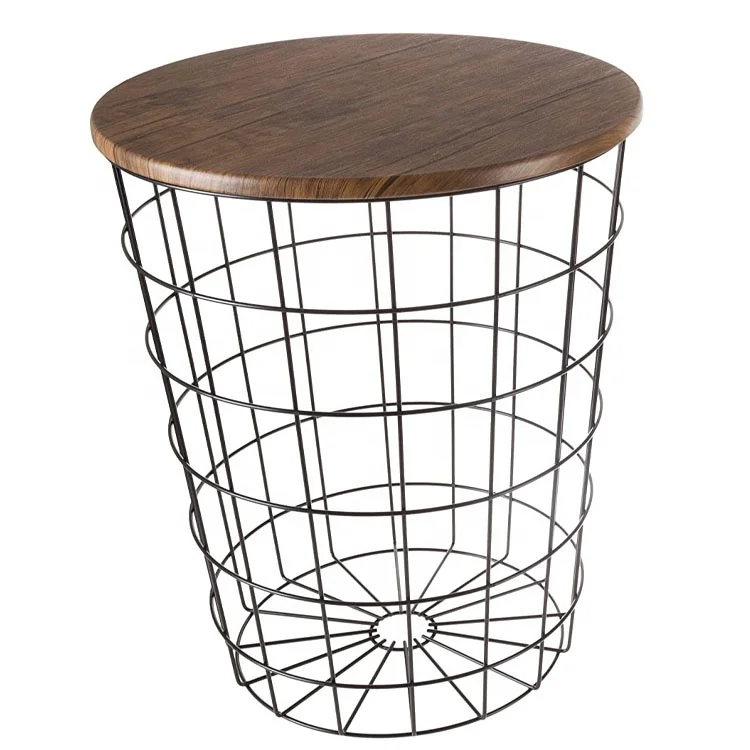 living room furniture wholesale modern natural and black round side coffee table