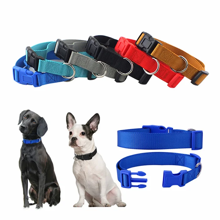 Solid Color Personalized Pet Collar Adjustable Plain Nylon Dog Collar Buckle Pet Collar