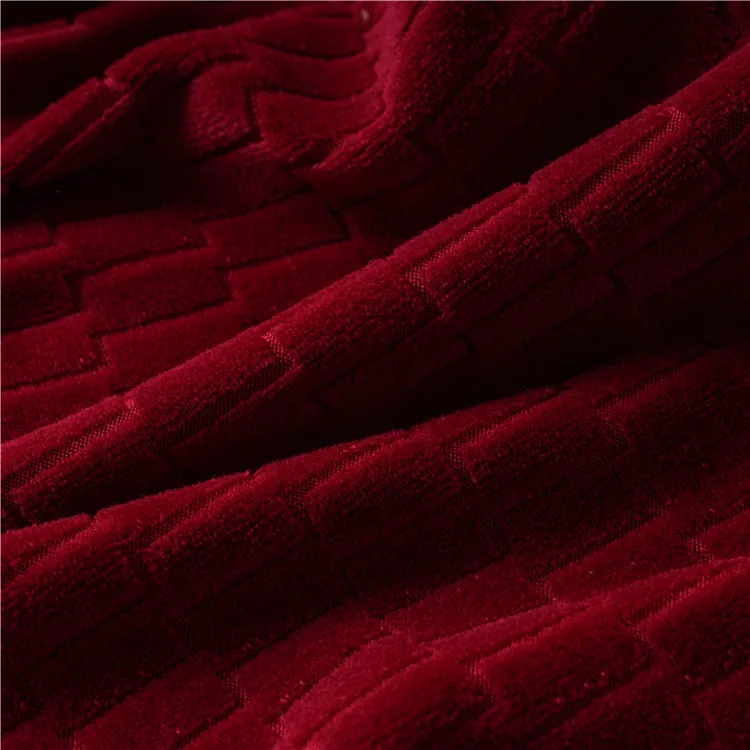 Jacquard Fleece Fabric Chemical Fiber Solid Color Manufacturer Selling Stretch Home Textile RED Knitted Spandex / Polyester