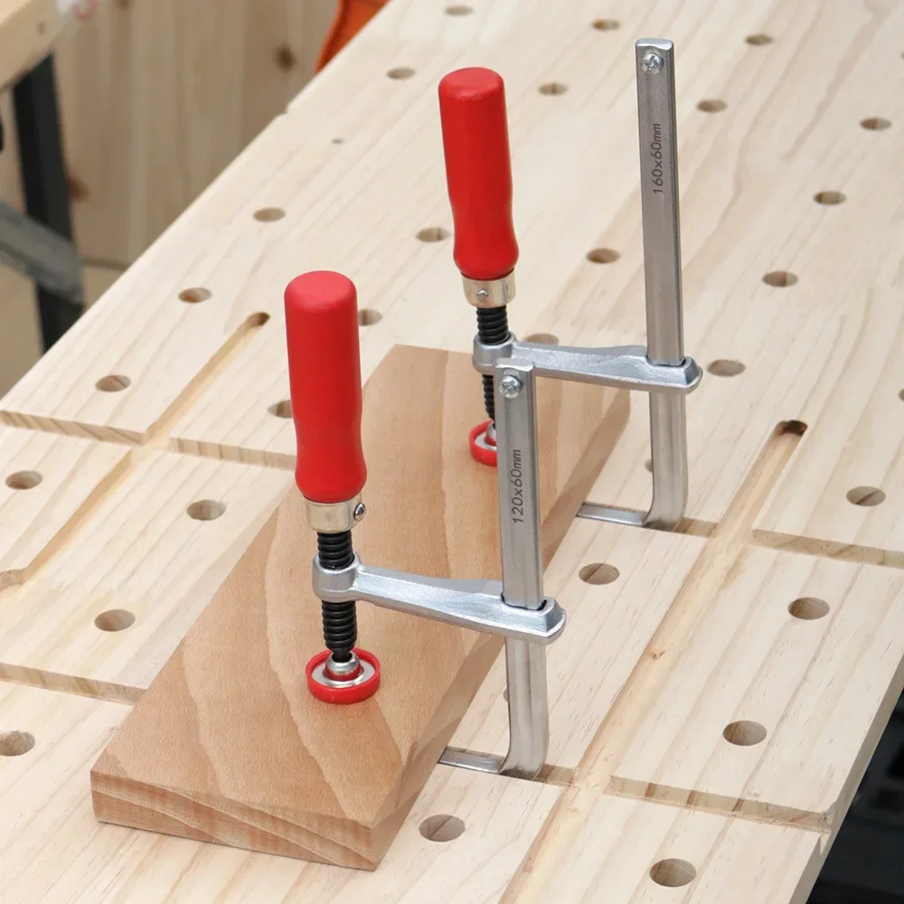 Allsome 120-300mm Wood Handle Guide Rail Clamps with Screw Action Arm for Woodworking MFT Table and Cutting Track