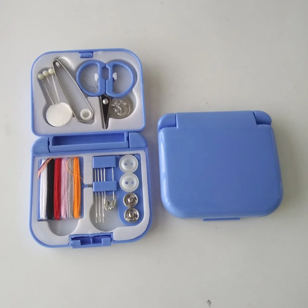 
Mini portable emergency travel sewing kit with plastic carrying case 