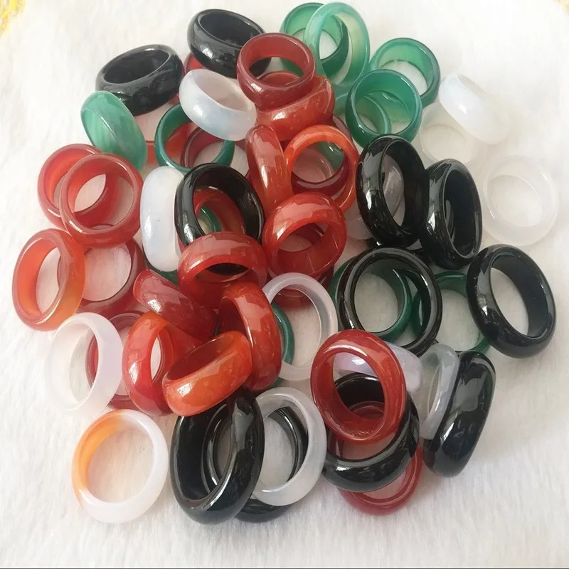 gemstone rings black onyx yellow agate green agate white agate stone ring women