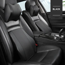 Поддерживающая Подушка для спины автомобильного сиденья, подушка для шеи, подушка с эффектом памяти, хлопковая, волокнистая, кожаная, поддержка поясницы, автомобильная дорожная подушка, поясная подушка для автомобиля