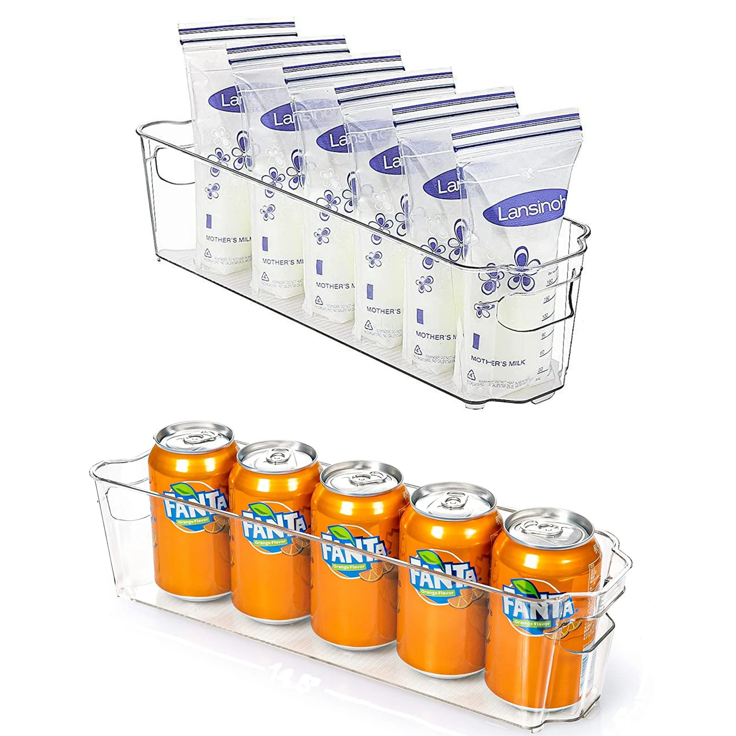 Plastic Refrigerator Storage Box Fridge Storage Bins Kitchen Storage Organiser Pantry Organizers Milk Soda Can Container Clear