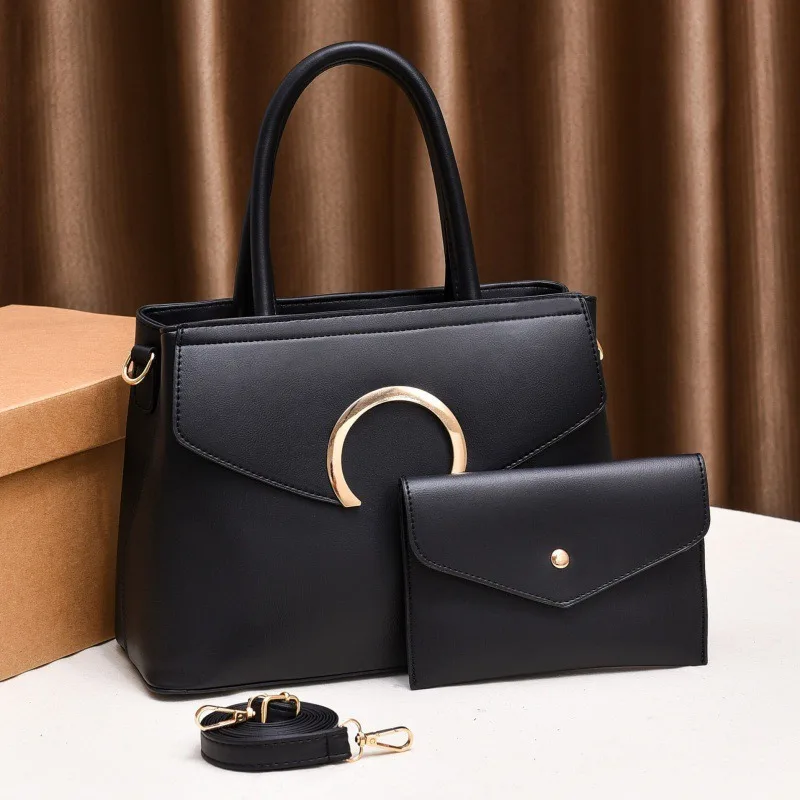 Trendy Girls Golden Custom Logo Modern High Quality Small Ladies Hand Bag Set Pu Leather