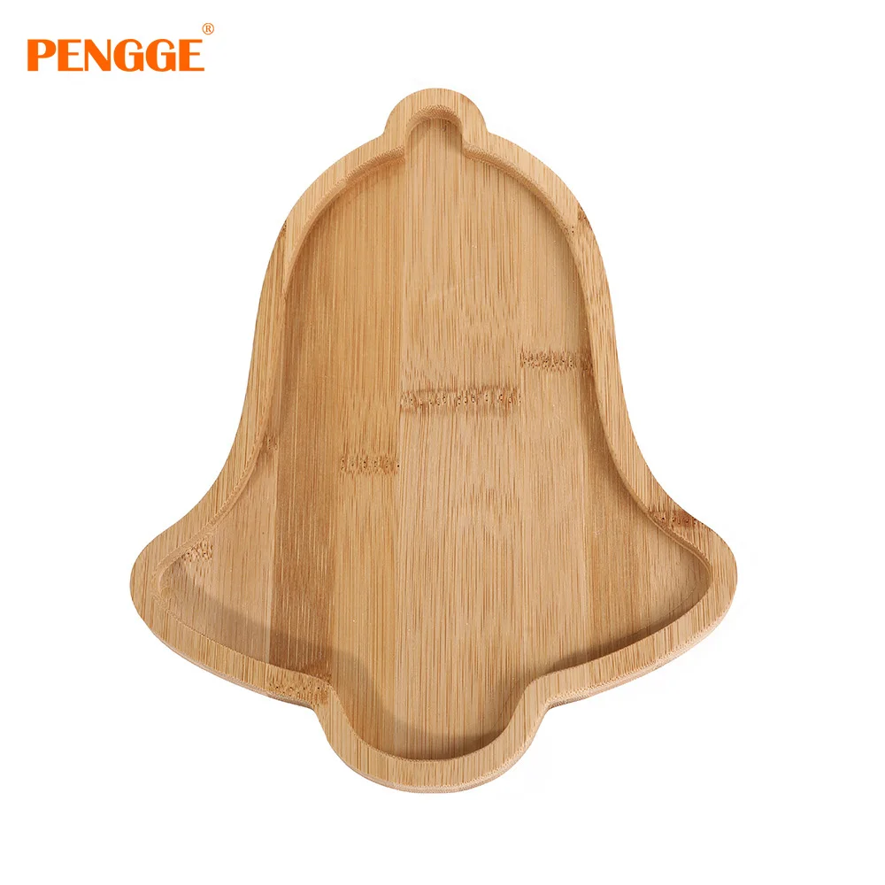 Classic Reusable Bamboo Dinner Plate Wooden Tray Sustainable Classic Restaurant Home Use Camping Christmas Tree