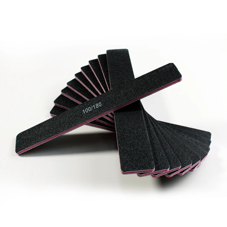 Wholesale Professional Nail Tool Double-Sided Korean Nail File Custom Straight Black Nail File