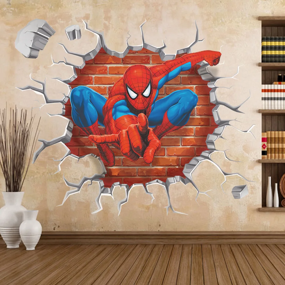 Marvel Человек-паук наклейка на стену с 3D дополненной реальности взаимодействие с героями комиксов Марвел, номер Декор с героями комиксов Марвел, настенные наклейки декор